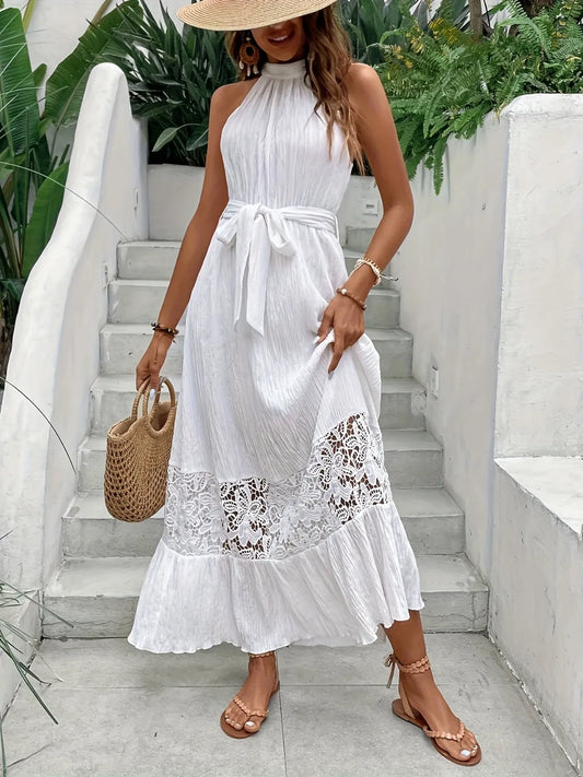 Lace Detail Sleeveless Maxi Cami Dress - Enfance-Heureuse