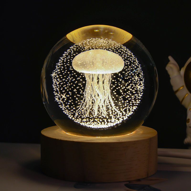 Luminous Starry Sky And Planets Moon Moon Crystal Ball Small Night Lamp Projection Ambience Light Creative Gift New Strange Gift - Enfance-Heureuse
