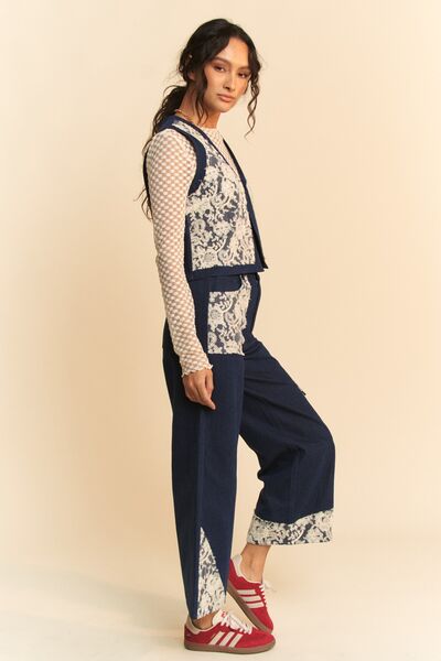 Davi & Dani Lace Applique Wide Leg Jeans - Enfance-Heureuse