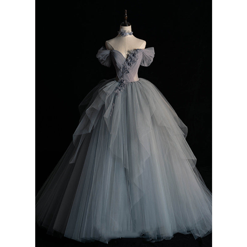 Female Texture Host Gift Tulle Tutu French Banquet Princess Dress - Enfance-Heureuse