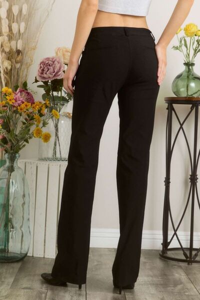 Pantalon uni taille haute Mittoshop avec poche, grande taille