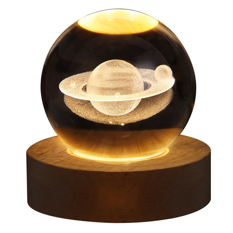 Luminous Starry Sky And Planets Moon Moon Crystal Ball Small Night Lamp Projection Ambience Light Creative Gift New Strange Gift - Enfance-Heureuse