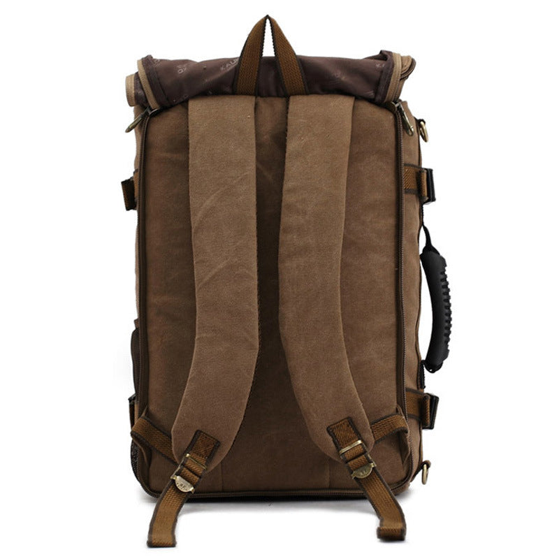 Men Canvas Backpack Huge Travel School Shoulder Computer Backpack Functional Versatile Bags Multifunctional Laptop Bag - Enfance-Heureuse