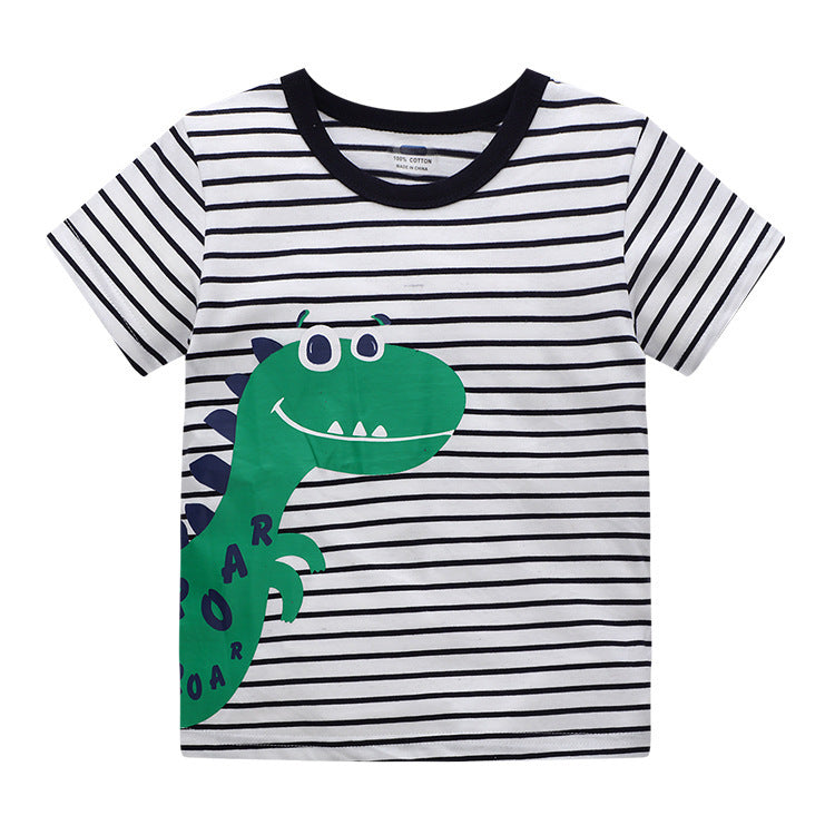 Summer Children's Cute Printed Embroidered Short-sleeved Cartoon T-shirt - Enfance-Heureuse