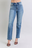 Judy Blue Full Size Run Vintage Wash Thermal Straight Jeans - Enfance-Heureuse