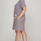 She + Sky Full Size Short Sleeve Pearl Studded Trim Knit Tweed Dress Plus Size - Enfance-Heureuse