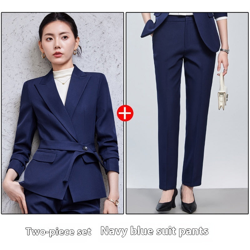 Long Sleeve Small Suit Collar Coat Women's Shirt Pants Suit - Enfance-Heureuse