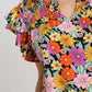 Umgee Full Size Floral Printed Smocked Top Plus Size