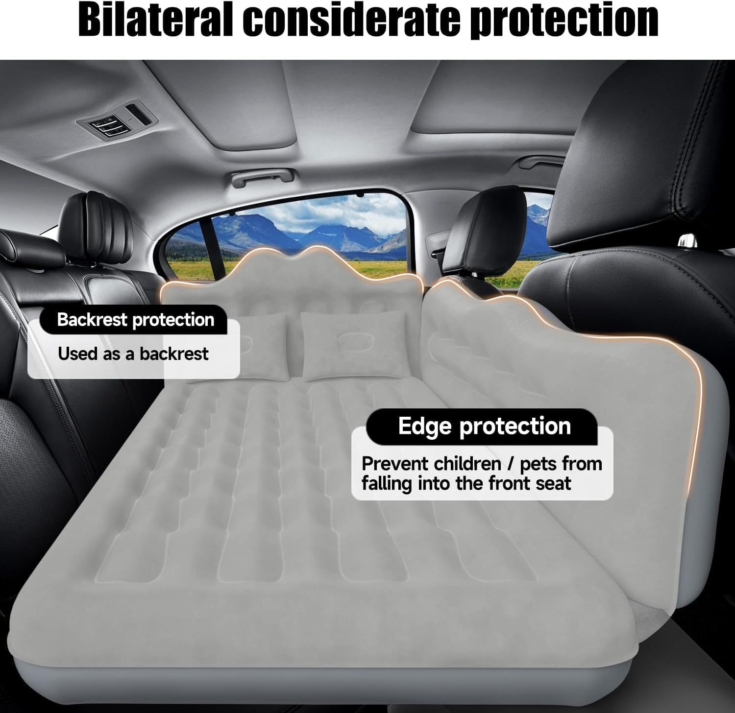 Car Air Mattress, Inflatable SUV Truck Air Mattress Back Seat Camping Bed Thickened Car Sleeping Pad For Travel, Car Bed SUV Mattress With 2 Pillows - Enfance-Heureuse