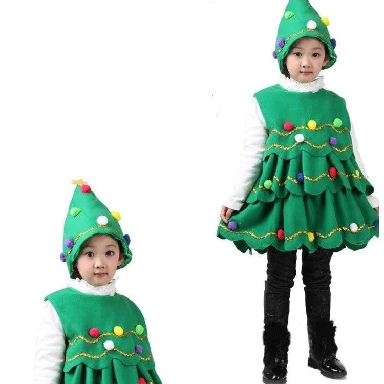 Children's Christmas Tree Performance Dance Costumes - Enfance-Heureuse