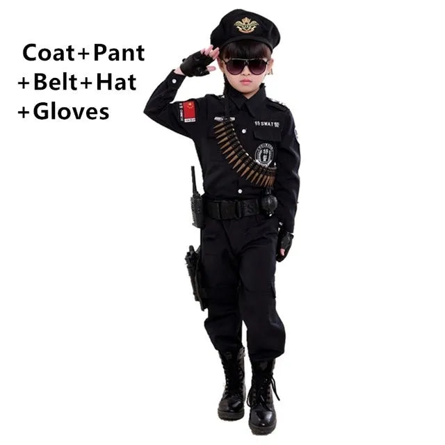Boys Police Costume Children's Cosplay Children Army Police - Enfance-Heureuse