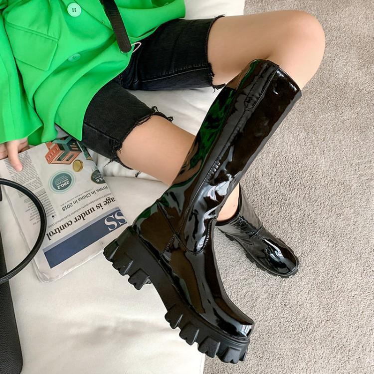 Women's Boots, Thick-soled Round-toe Trifle Mid-heel High-top Large Size Shoes - Enfance-Heureuse