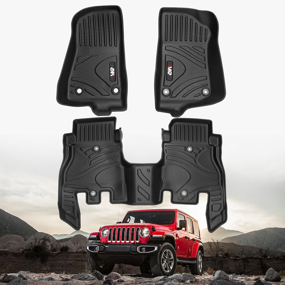 Car Floor Mats For J EEP Wrangler JL 2018 4 Doors Model, Waterproof And Stain-resistant TPE,Black 3 PCS. - Not Fit For Jeep Wrangler JK Or 4XE - Enfance-Heureuse