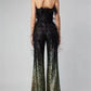 Ostrich Feather Gradient Sequin Tube Top Jumpsuit - Enfance-Heureuse