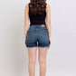 Judy Blue Tummy Control Fray Hem & Shield Back Pockets Denim Shorts