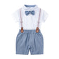 Boys Gentleman Bow Tie Backstrap Shorts Set