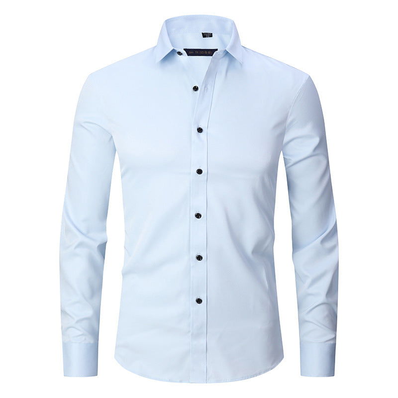 Men's Stretch Shirt Long Sleeve Non-ironing Slim Fit - Enfance-Heureuse