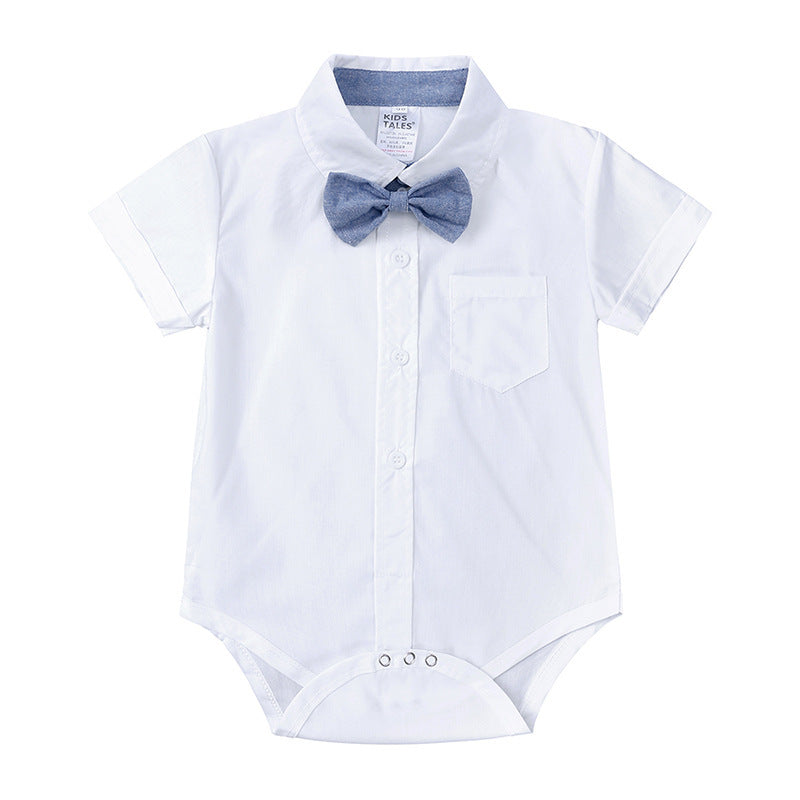 Boys Gentleman Bow Tie Backstrap Shorts Set