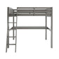Everest Grey High Loft Bed With Desk And Storage, Heavy Duty Solid Wood Full Size Loft Bed Frame With Stairs For Kids And Toddlers, No Box Spring Needed - Enfance-Heureuse