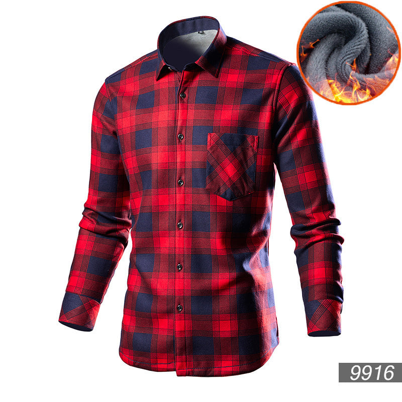 Men's Trendy Fleece-lined Thick Warm Trendy Shirt - Enfance-Heureuse