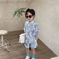 Printed Shirt Boys Vacation Style Chiffon Shirt Shorts Suit - Enfance-Heureuse