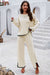 Devine Contrast Trim Round Neck Top and Pants Set - Enfance-Heureuse