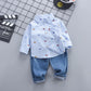 Children's Clothing Autumn Korean Style Autumn Clothing Casual Shirt Two-piece Boy Suit - Enfance-Heureuse