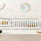 Twin Size Bed Floor Bed With Safety Guardrails And Door For Kids, White - Enfance-Heureuse