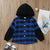 Hooded Plaid Sleeves Single Breasted Top Boys Middle Child Shirt Jacket - Enfance-Heureuse