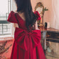 Winter Wine Red Engagement Daily French Princess On The Run Satin Dress - Enfance-Heureuse