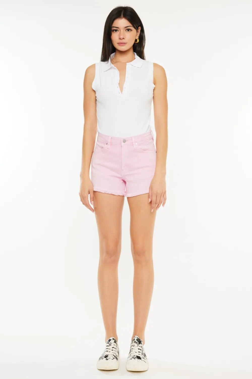 Kancan Raw Hem High Waist Denim Shorts - Enfance-Heureuse