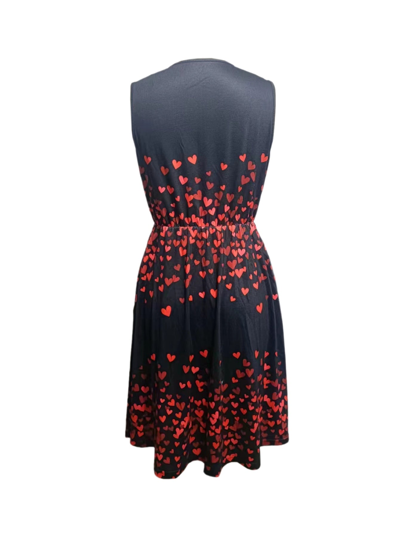 Ladies' V-neck Heart-shaped Printed Casual Off Shoulder Dress - Enfance-Heureuse