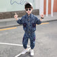 Fashion Simple Print Boy Denim Suit - Enfance-Heureuse