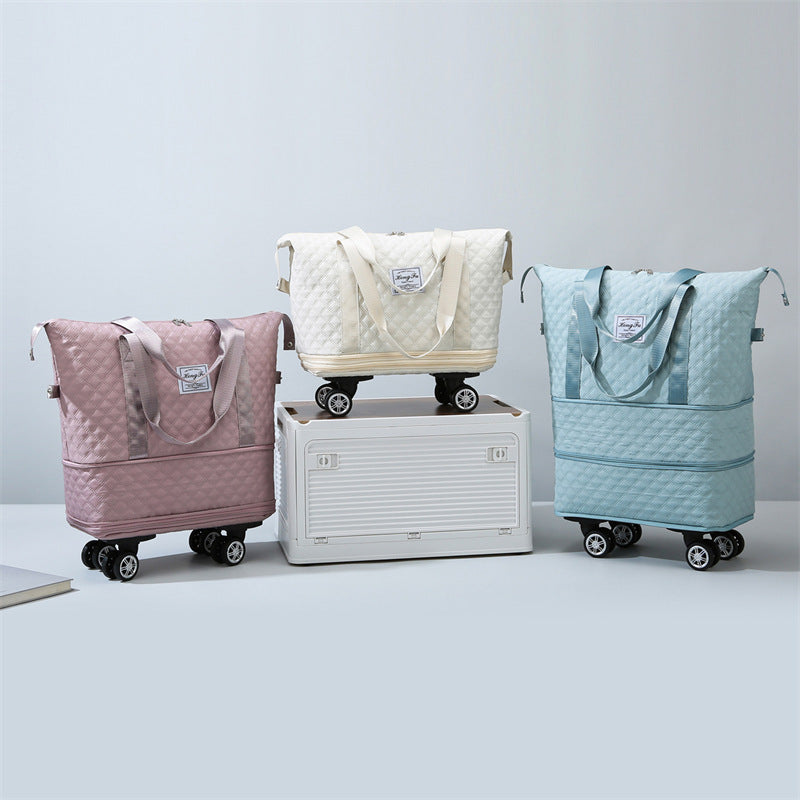 Universal Wheel Rhombus Travel Bag Lightweight Dry Wet Separation Large Capacity Fitness Yoga Bag - Enfance-Heureuse