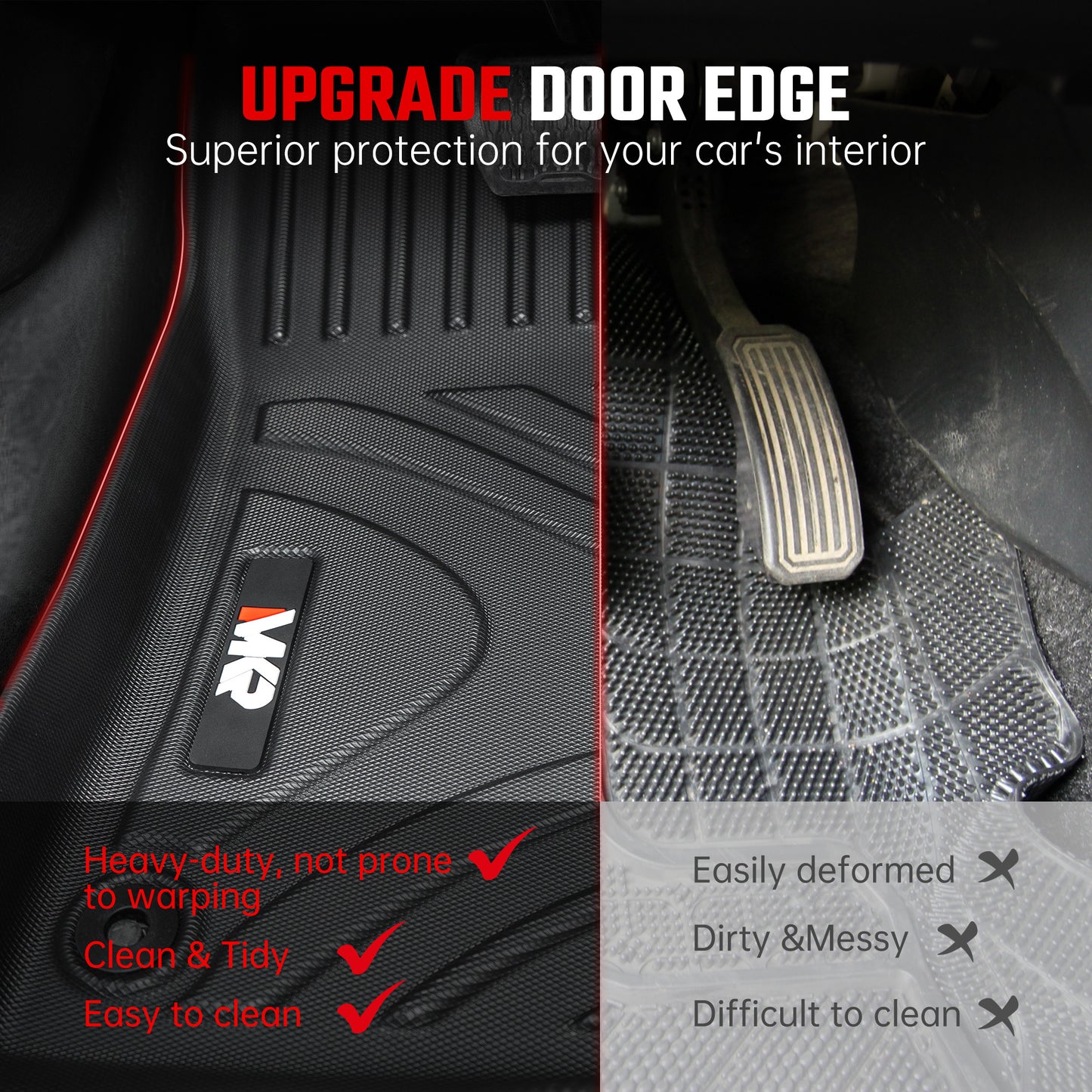 Car Floor Mats For J EEP Wrangler JL 2018 4 Doors Model, Waterproof And Stain-resistant TPE,Black 3 PCS. - Not Fit For Jeep Wrangler JK Or 4XE - Enfance-Heureuse