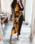 Long Sleeve V Neck Button Print Long Dress Women's - Enfance-Heureuse