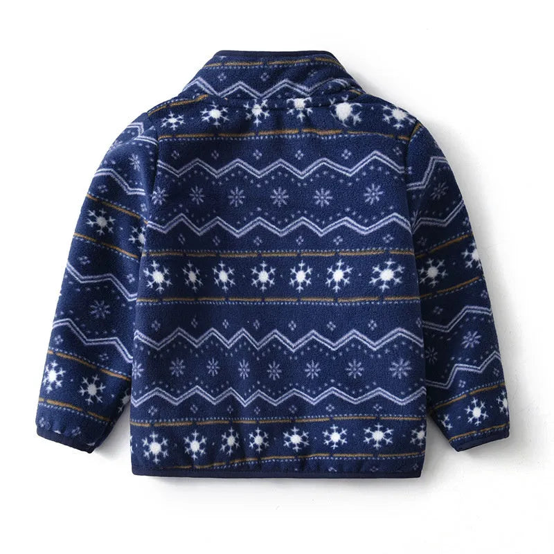 Children's Printed Polar Fleece Cartoon Jacket Plus Velvet - Enfance-Heureuse