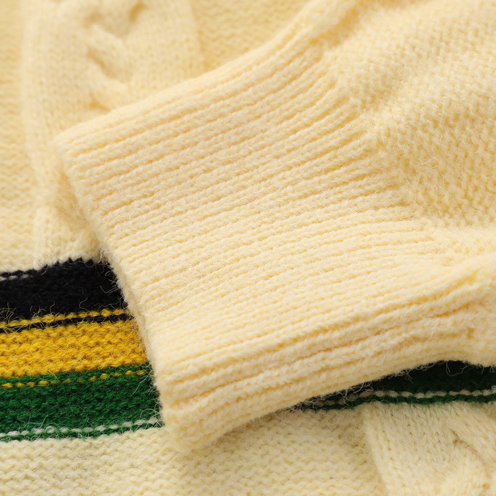 Men's Loose Striped Lapel Cardigan Sweater - Enfance-Heureuse