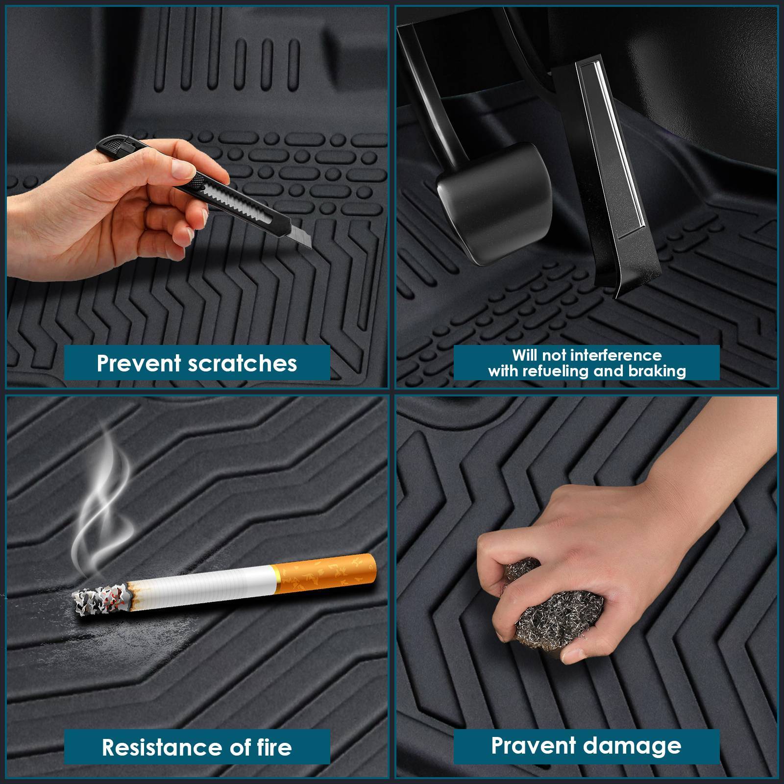 Car Floor Mats For 2023 CRV Hybrid Black All-Weather TPE Rubber Car Mats - Enfance-Heureuse