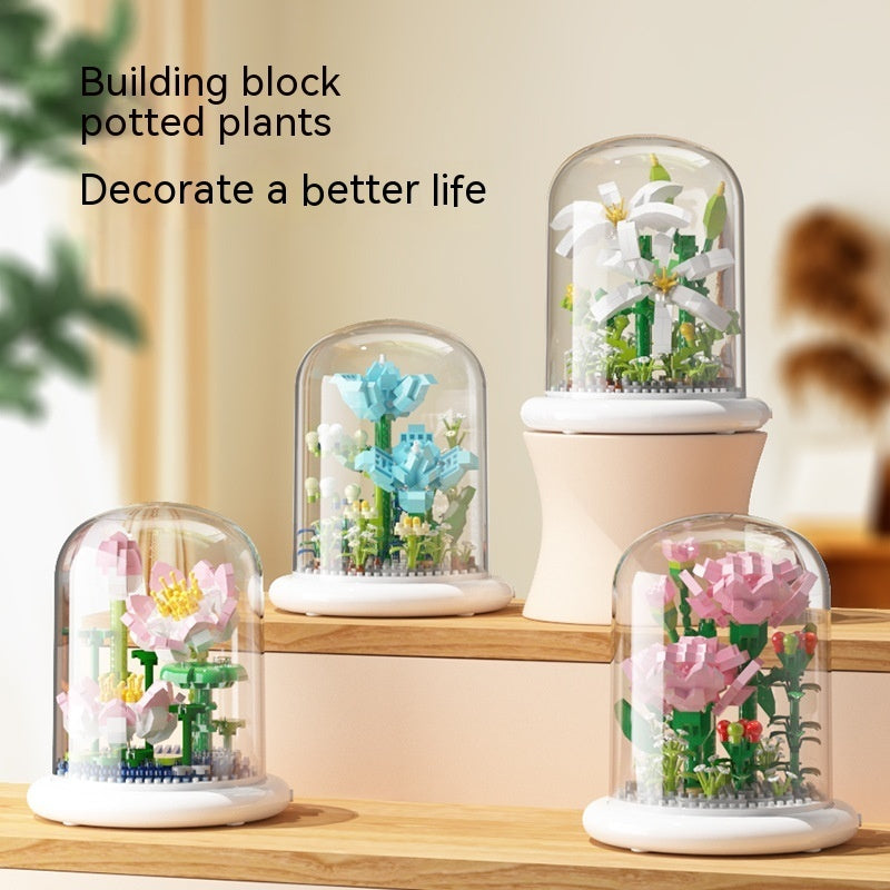 Building Block Flower Eternal Rose Small Particle Building Block Assembly Toy Gift Desktop Decoration - Enfance-Heureuse