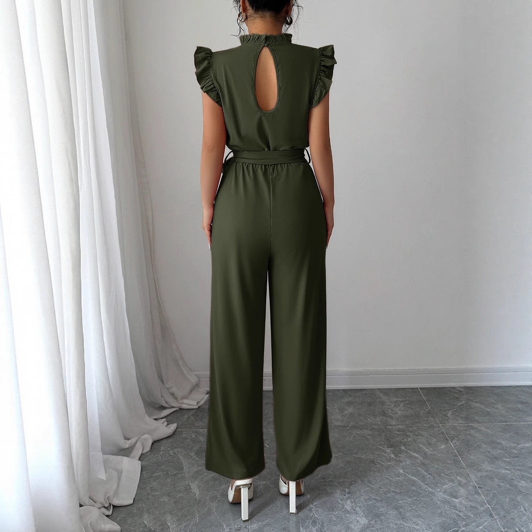 Simple Fashion Ruffled Short Sleeves Corset Jumpsuit For Women - Enfance-Heureuse
