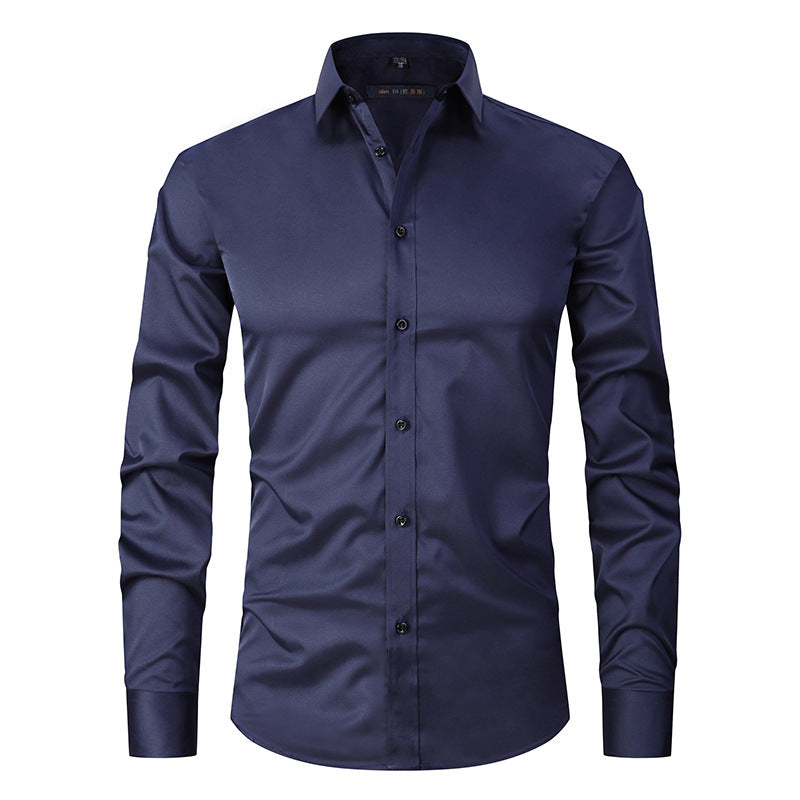 Men's Stretch Shirt Long Sleeve Non-ironing Slim Fit - Enfance-Heureuse