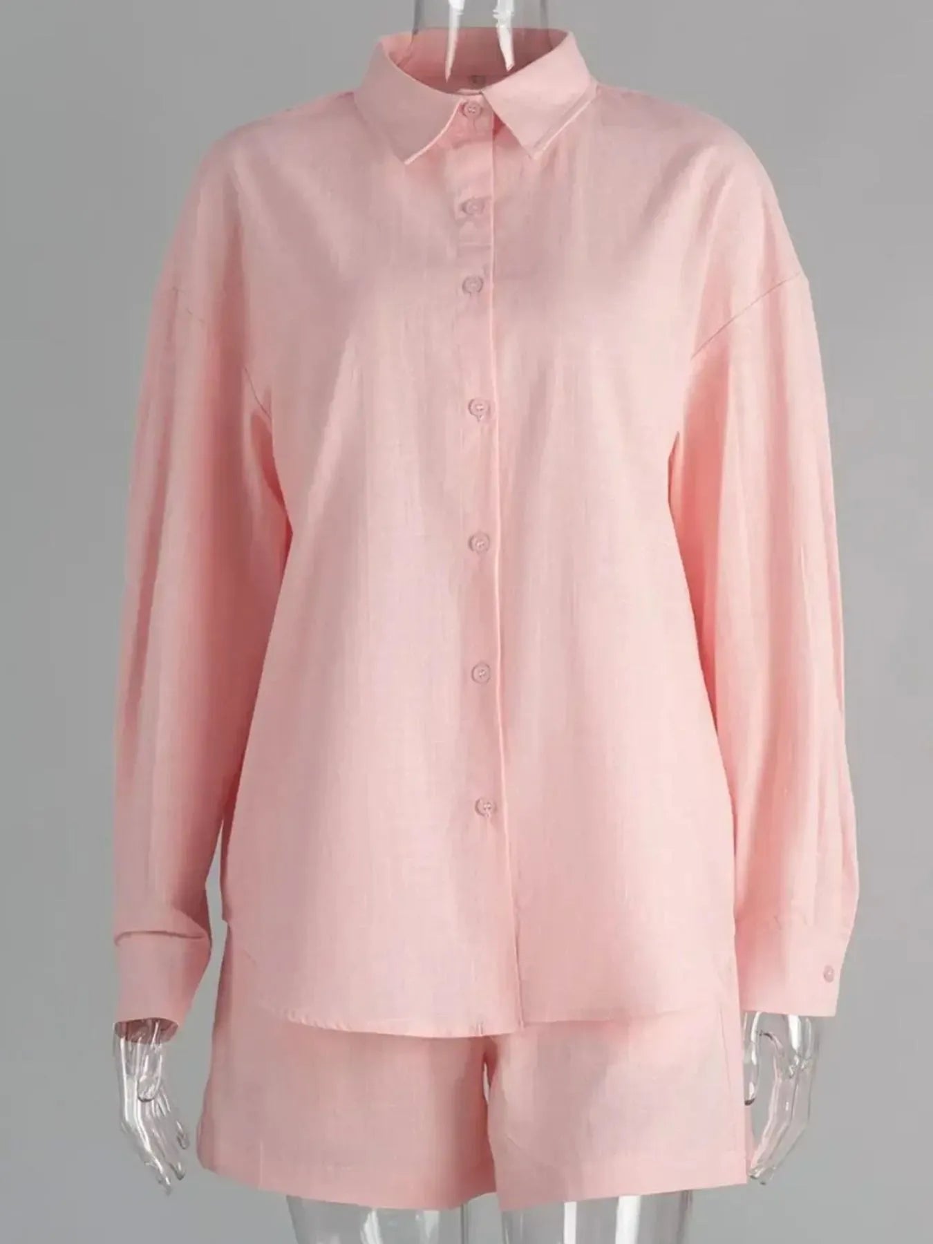 Button Up Long Sleeve Shirt and Shorts Set - Enfance-Heureuse