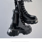 New Men's Chunky Heel Platform Round Head Lace-up Martin Boots - Enfance-Heureuse