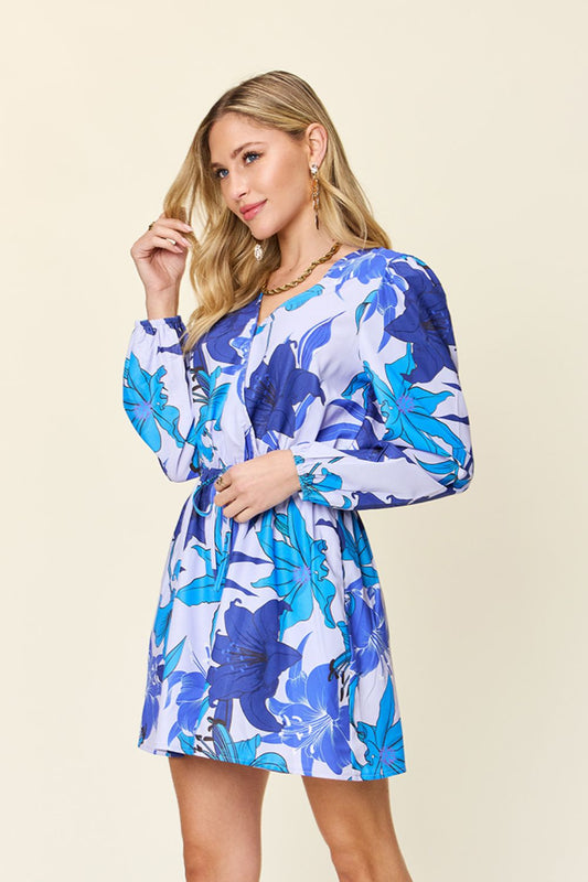 Double Take Full Size Floral Long Sleeve Romper with Pockets - Enfance-Heureuse