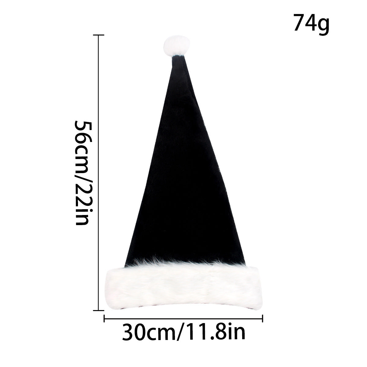 Black Christmas Hat Halloween Plush Hat Thickened Plus-sized Christmas Hat