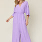 Double Take Full Size Surplice Wide Leg Jumpsuit with Pockets - Enfance-Heureuse