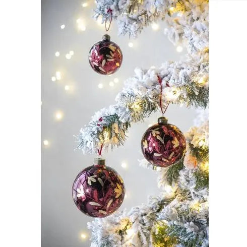 D3.9 Christmas Ball Ornaments, Glass Decorative Hanging Ball Christmas Tree Ornaments For Holiday Party Decorations, Set Of 6 - Enfance-Heureuse