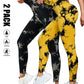 2 Pack Tie Dye Workout Seamless Leggings For Women High Waist Gym Leggings Yoga Pants, Seamless Leggings For Women High Waist Yoga Pants, Scrunch Butt Lifting Elastic Tights - Enfance-Heureuse