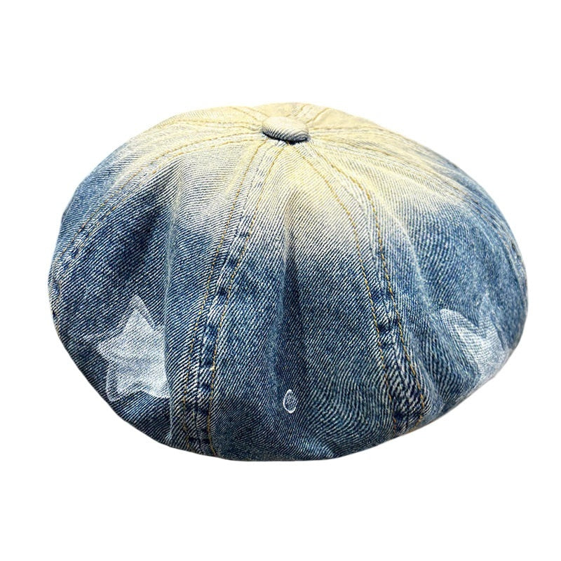 Boina retro con degradado de estrella de cinco puntas